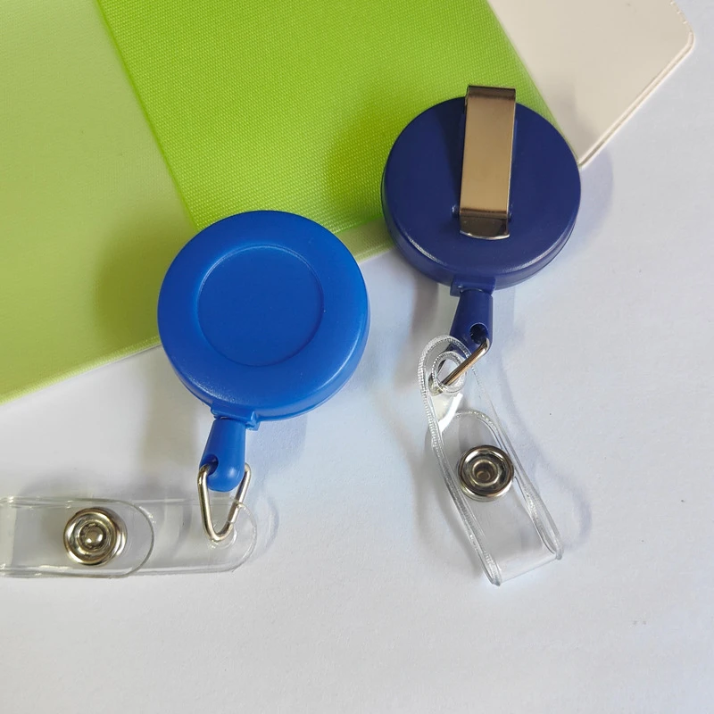 1pc Solid Colored Frosted Retractable Easy-to-pull Buckle ID Key Name Card Holder Badge Reel Key Ring Chain Clips for Students