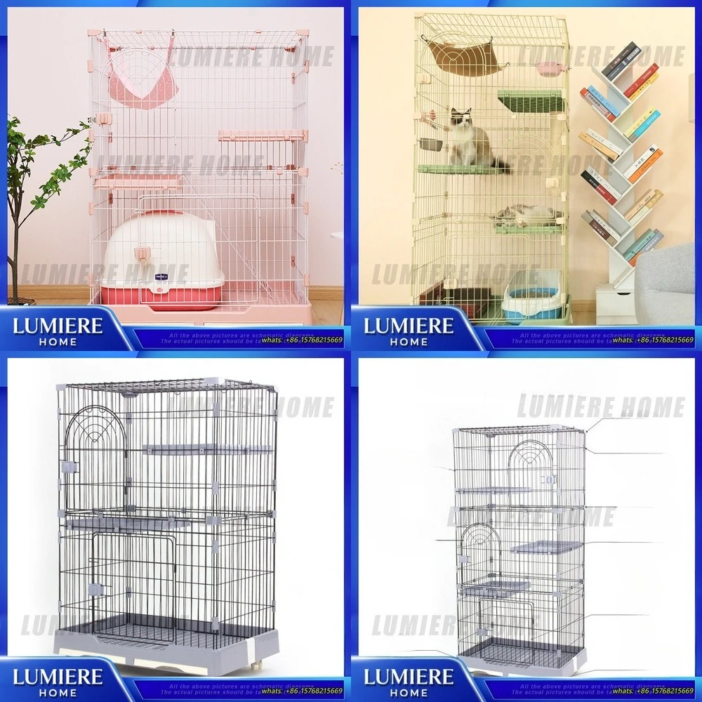 

3-Tier Cat Cage with Ramp and Hideout for Indoor Cats Large Multi-Level Cat Condo Enclosure for Multiple Cats Playpen Pet