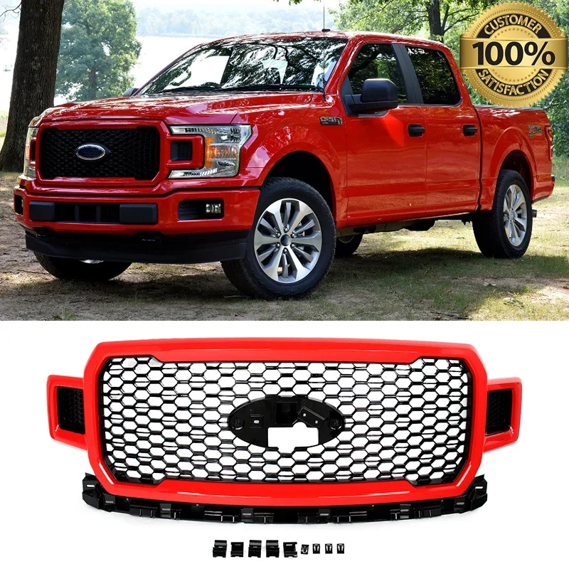 For Ford F-150 F150 2018-2020 Race Red Front Radiator Grille Grill Assembly