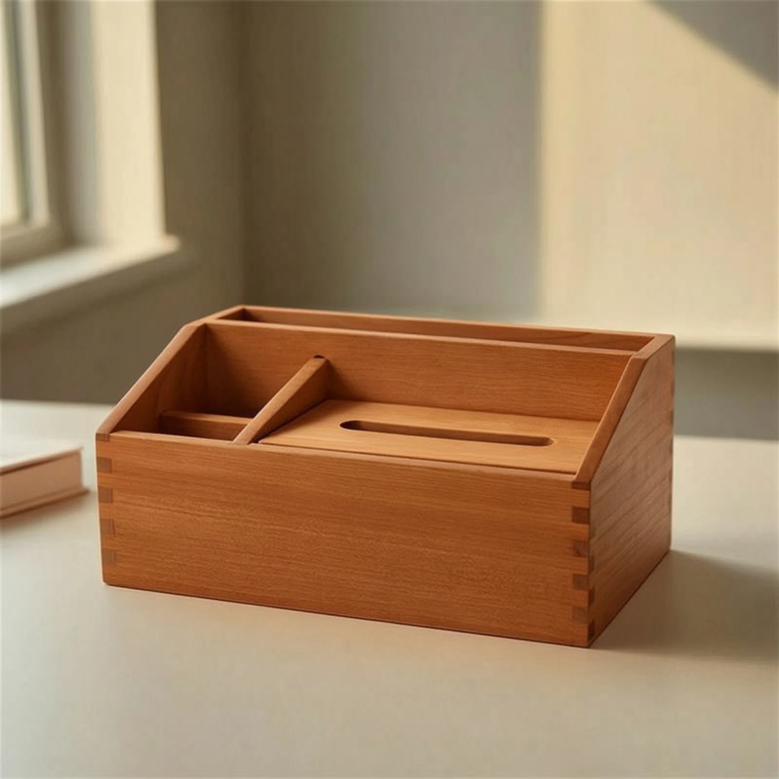 wooden-tissue-box-with-compartments-multifunction-desk-organizer-with-tissue-box-cover-handheld-device-control-holder