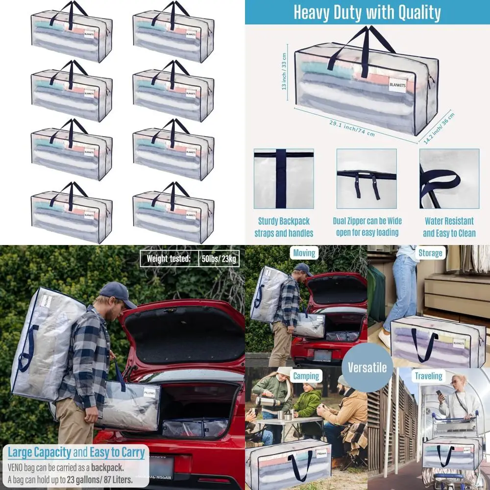 

High-Capacity VENO Moving Bags, Backpack-Style, Durable for College Dorms, Large Storage Containers, Alternative to Moving Boxes