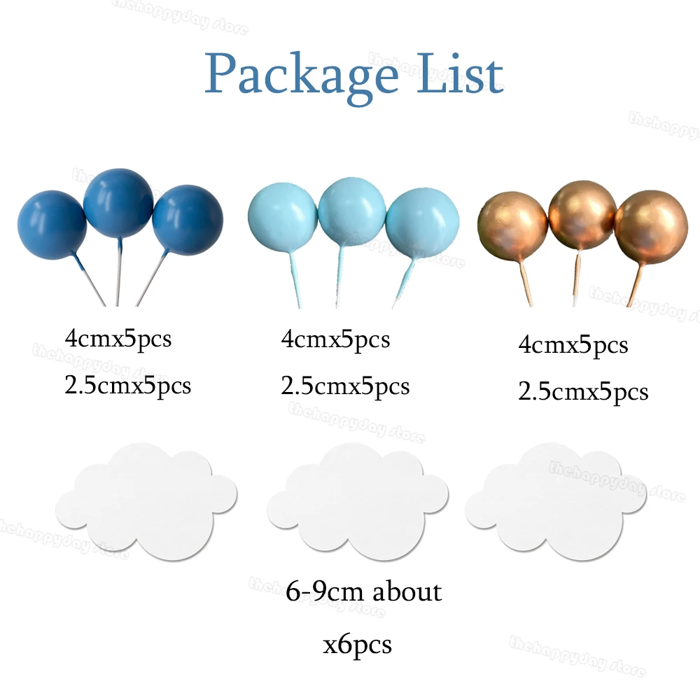 36 Stück blaue Kugeln Kuchendeckel weiße Wolke Boho Kuchendekorationen für Bär Geburtstag Babyparty Taufe Cupcake Topper Kuchendekoration – Detail 39
