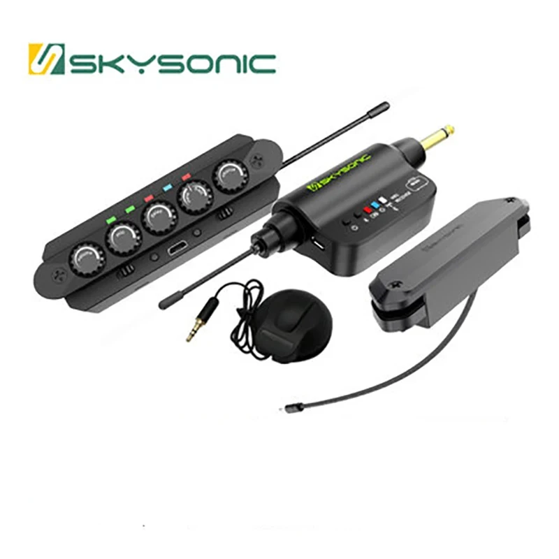 SKYSONIC-WR2 Acoustic Guitar Resonance Pickup with Magnetic Volume, Mic, Volume, Delay, Reverb, Chorus Cont