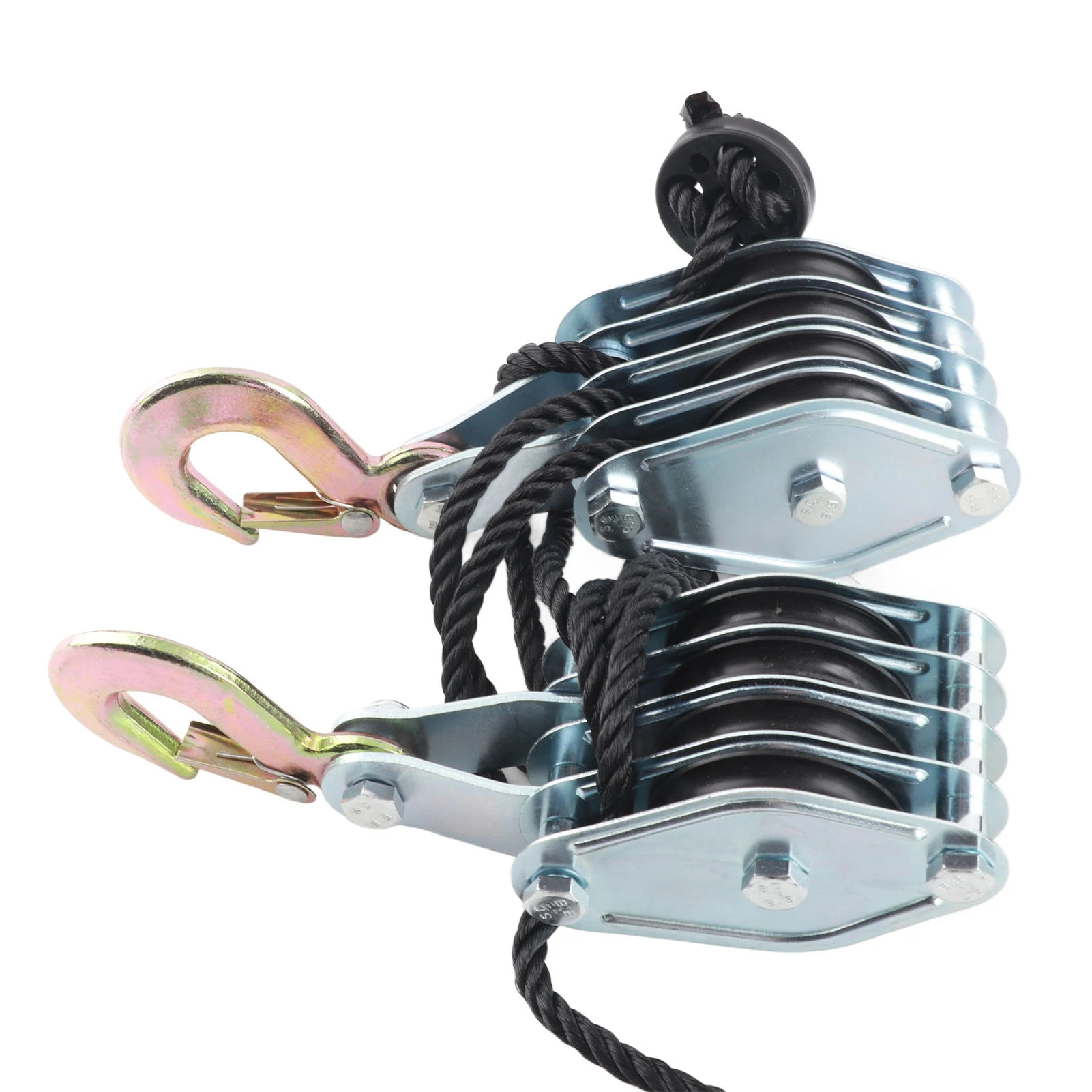 Pulley Block Tackle Rope Hoist Pulley System 4400lb 8:1 Ratio Lifting Power Heavy Duty Block Tackle for Lifting Heavy Objects