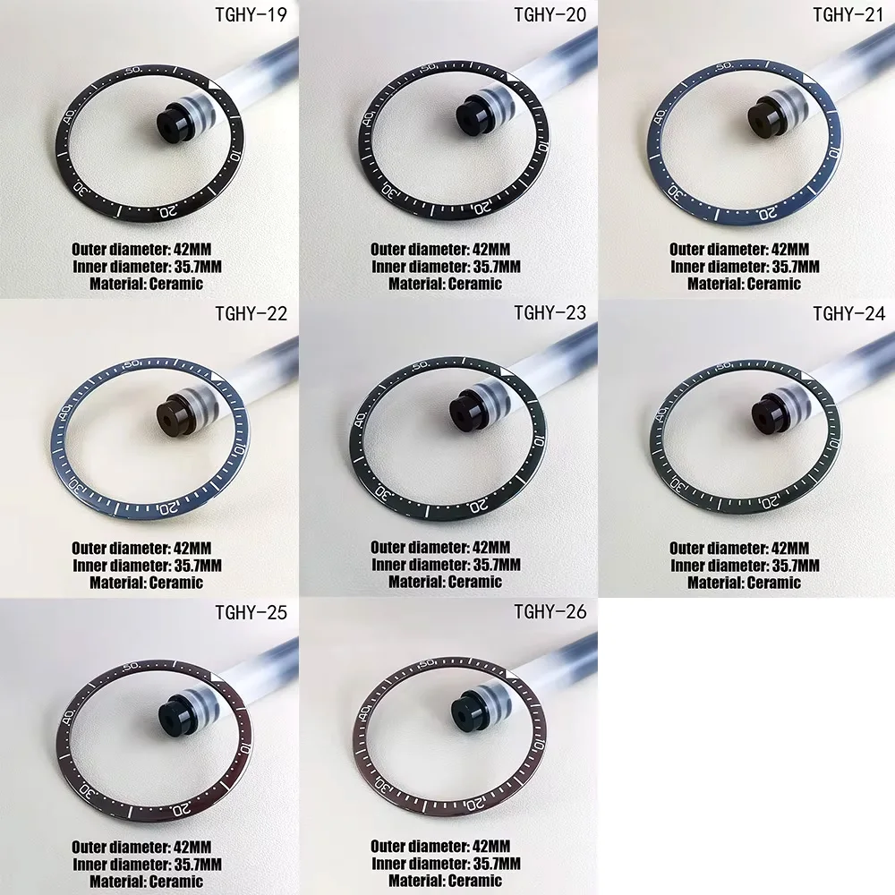 

42 мм * 35,7 мм безель для часов с наклоном спереди, без светящегося, высококачественная керамическая вставка для безеля, замена аксессуаров для часов
