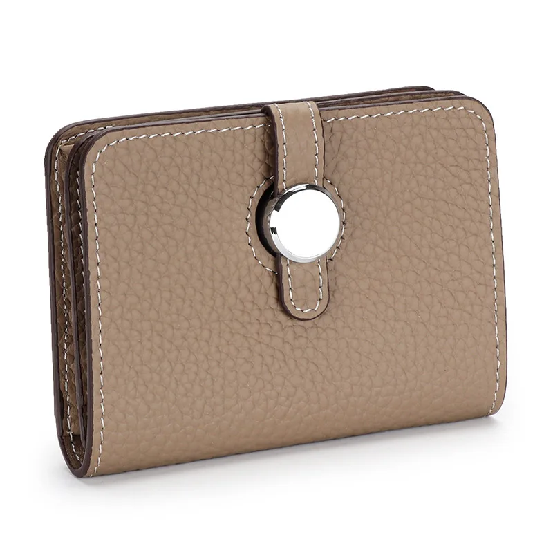 Genuine Leather Card Holder High Quality Women\'s Wallets and Purses 2022 New Fashion Female Hasp Solid Cash Pocket Money Bag