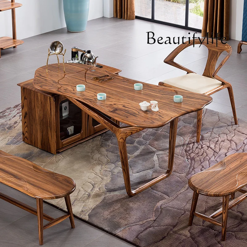 

New Chinese Style Ugyen Wood Table-Chair Set Modern Minimalist Office Tea Table Solid Wood Home Tea Table