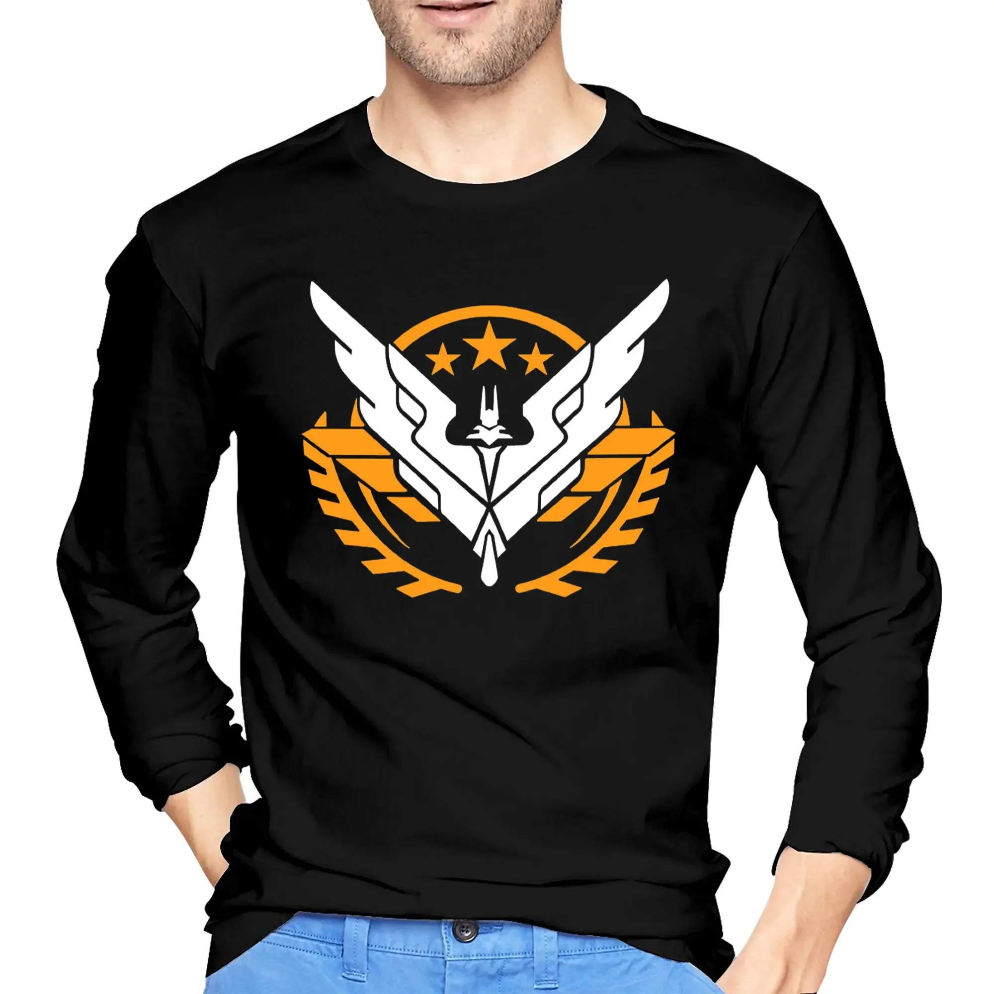 

Elite Dangerous - Triple Elite Men's Long Sleeved T-shirt Breathable Round Neck T shirts Spring and Autumn Men tops