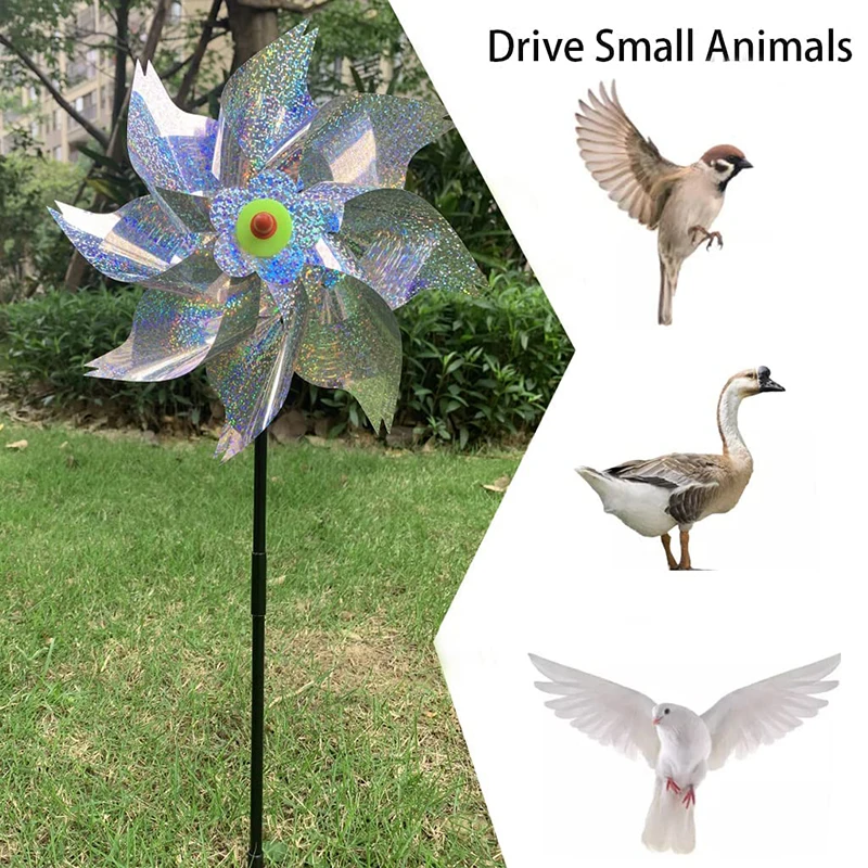 Wind Spinner Reflective Bird Repeller Windmill Garden Decorative Windmill Reflective Pinwheel Outdoor Bird-Scaring Equipment