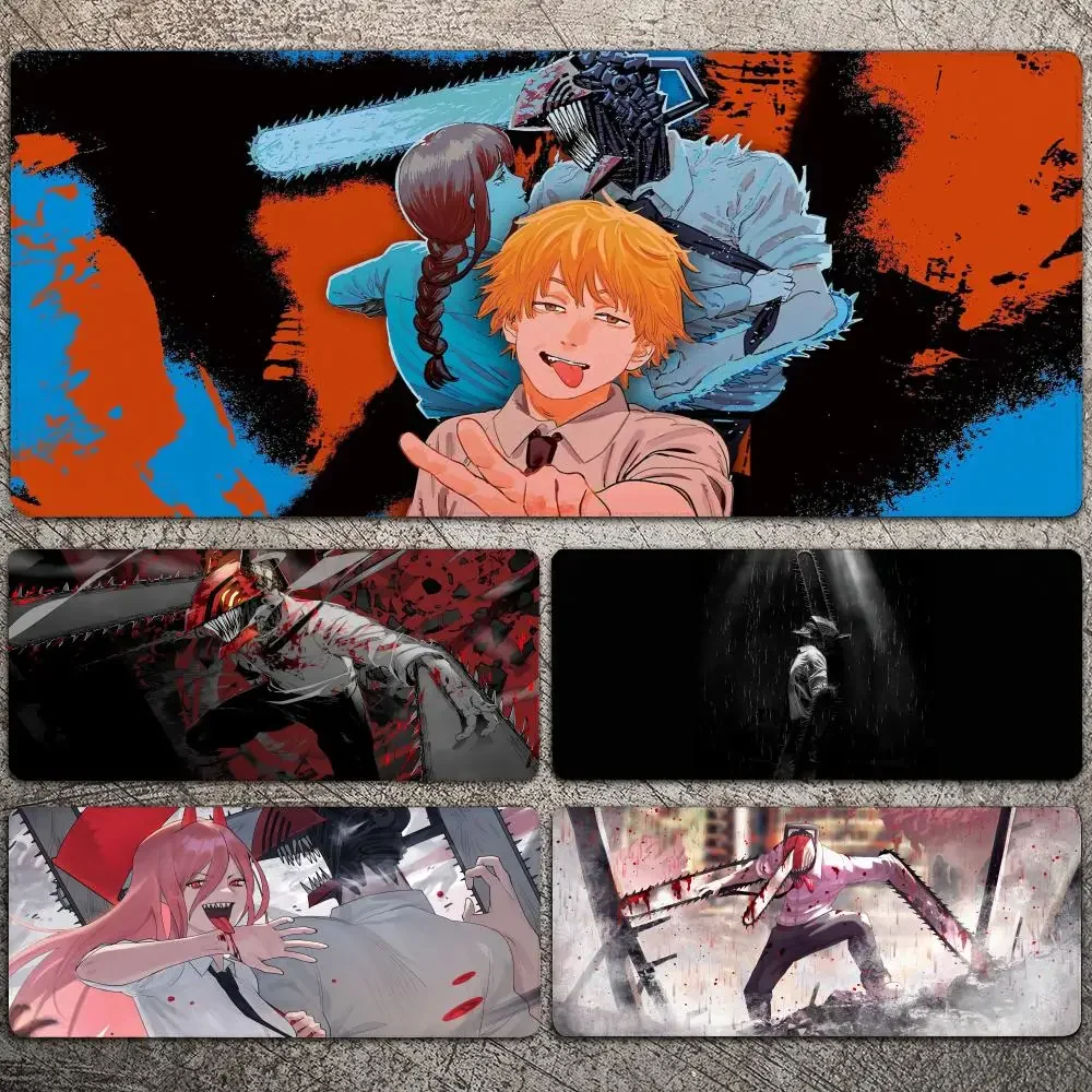 Anime Chainsaw Man Mousepad Large Gaming Mouse Pad LockEdge Thickened Computer Keyboard Table Desk Mat