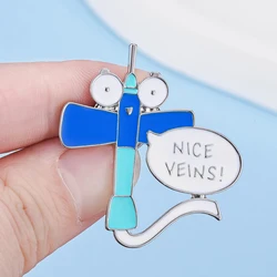 Medical Nice Veins Enamel Brooch Pin Backpack Hat Lapel Syringe Badge Jewelry for Nurse Doctor Medicine Staff