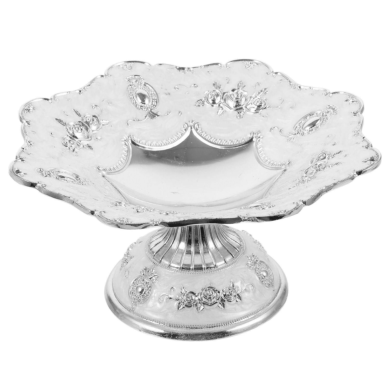 

Silver Fruit Alloy Holder Dessert Dish Decorative Table Candy Holder Storage Tray Vintage Snack Candy Plate Home Kitchen Bar