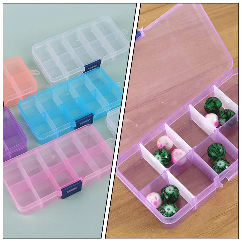 

3pcs Plastic Jewelry Storage Box Transparent Simple Organizer For Necklaces Rings Earrings Coins Beads 10-Compartment Thickened