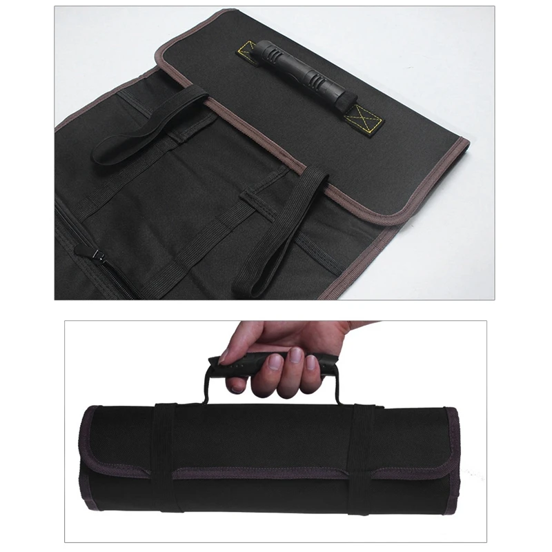 Borsa per attrezzi arrotolabile con chiave inglese con tasche, borsa organizer per rotolo di chiavi in tela impermeabile per tuttofare artigianale