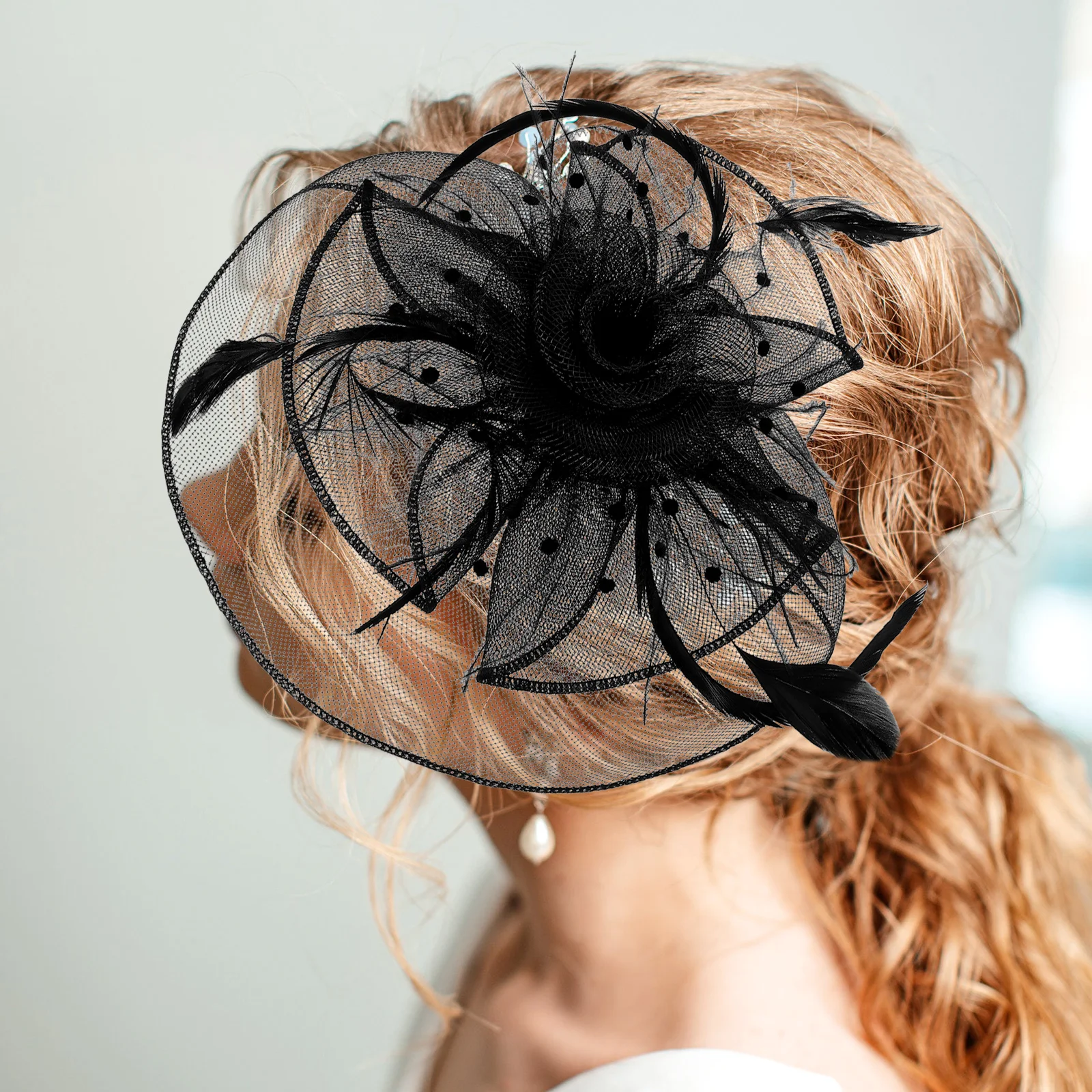 

Retro Veil Hair Accessories Black Mesh Headdress Women Fascinator Headb Clip Wedding Tea Party Decorative Plume Vintage Style