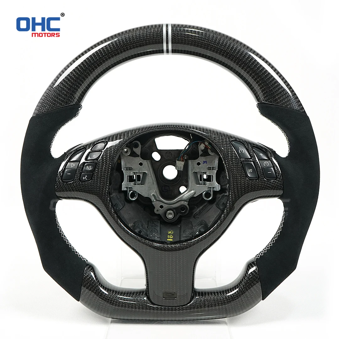 

OHC Carbon Fiber Steering Wheel leather Alcantara For BMW E46 Customized Lmprove Driving Experience