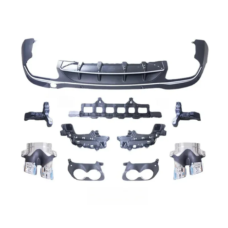 

New Upgrade 63 43 Rear Bumper Kit GLC Rear Diffuser Bumper Lip with Exhaust Pipe