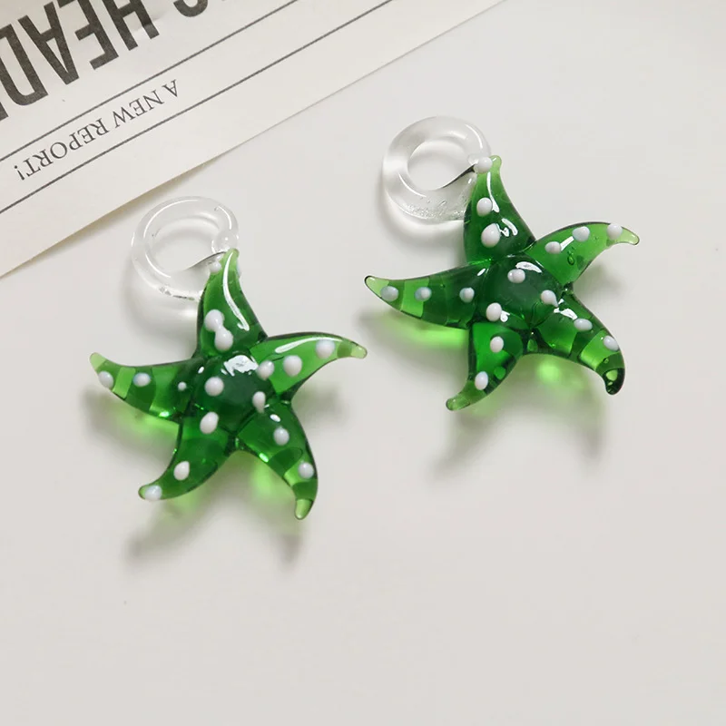 1PC DIY Mini Starfish Pendant Ornament Glass Marine Sea Star Jewelry Necklace Key Chain School Bag Accessories or Aquarium Decor