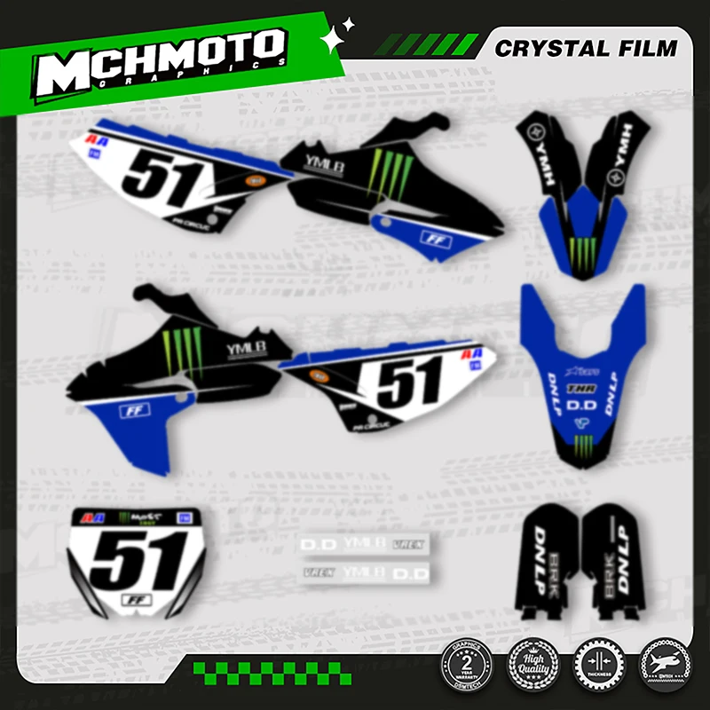 

MCHMFG Dirt Bike графический фон наклейки наборы наклеек для YAMAHA YZ65 2018 2019 2020 202 номер имя фон на заказ