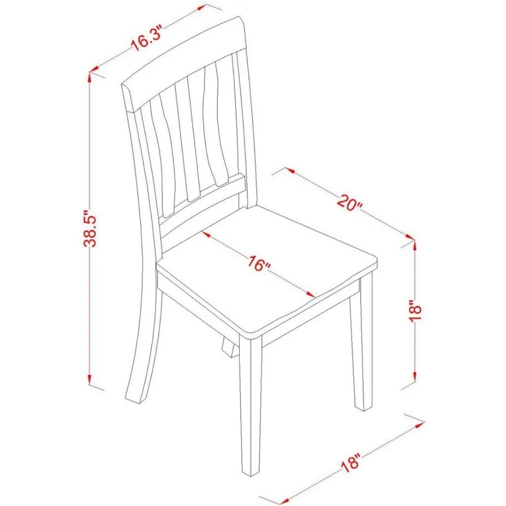 AVAT7-BLK-W 7-Piece Dining Table Set - 6 Kitchen Chairs with Wooden Seat - A Beautiful Butterfly leaf Kitchen Table