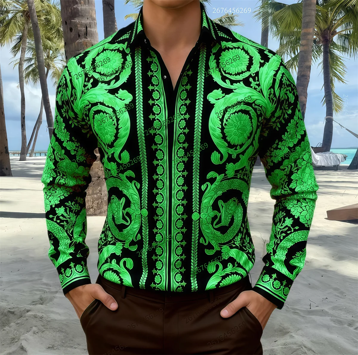 Camisa de lujo de 14 colores para hombre, camisa clásica de manga larga de negocios de alta gama, camisa estampada de alta definición, envío rápido.
