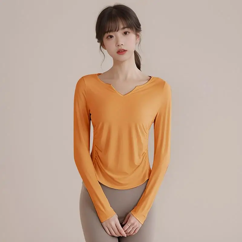 

Qui Dry Свободная женская спортивная одежда для йоги Long Sve Футболка Дышащий топ для похудения для бега Новая одежда для пилатеса Fitn