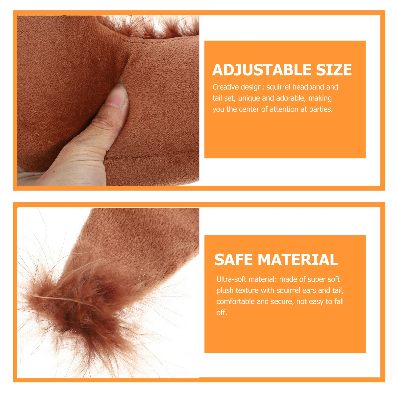 ชุดเครื่องแต่งกายหูกระรอกพร้อมหาง 1 ชุด สำหรับงานฮาโลวีน คริสต์มาส ปาร์ตี้ คอสเพลย์ ของตกแต่งศีรษะรูปสัตว์ ปรับได้ นุ่ม