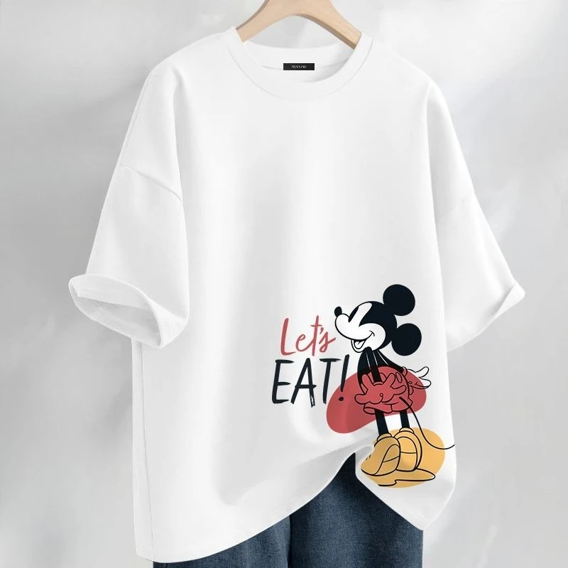 

2026 New Disney Mickey Mouse Co-branded Parent-Child Short Sleeve T-shirts Summer Thin Loose Breathable Family Matching Tees