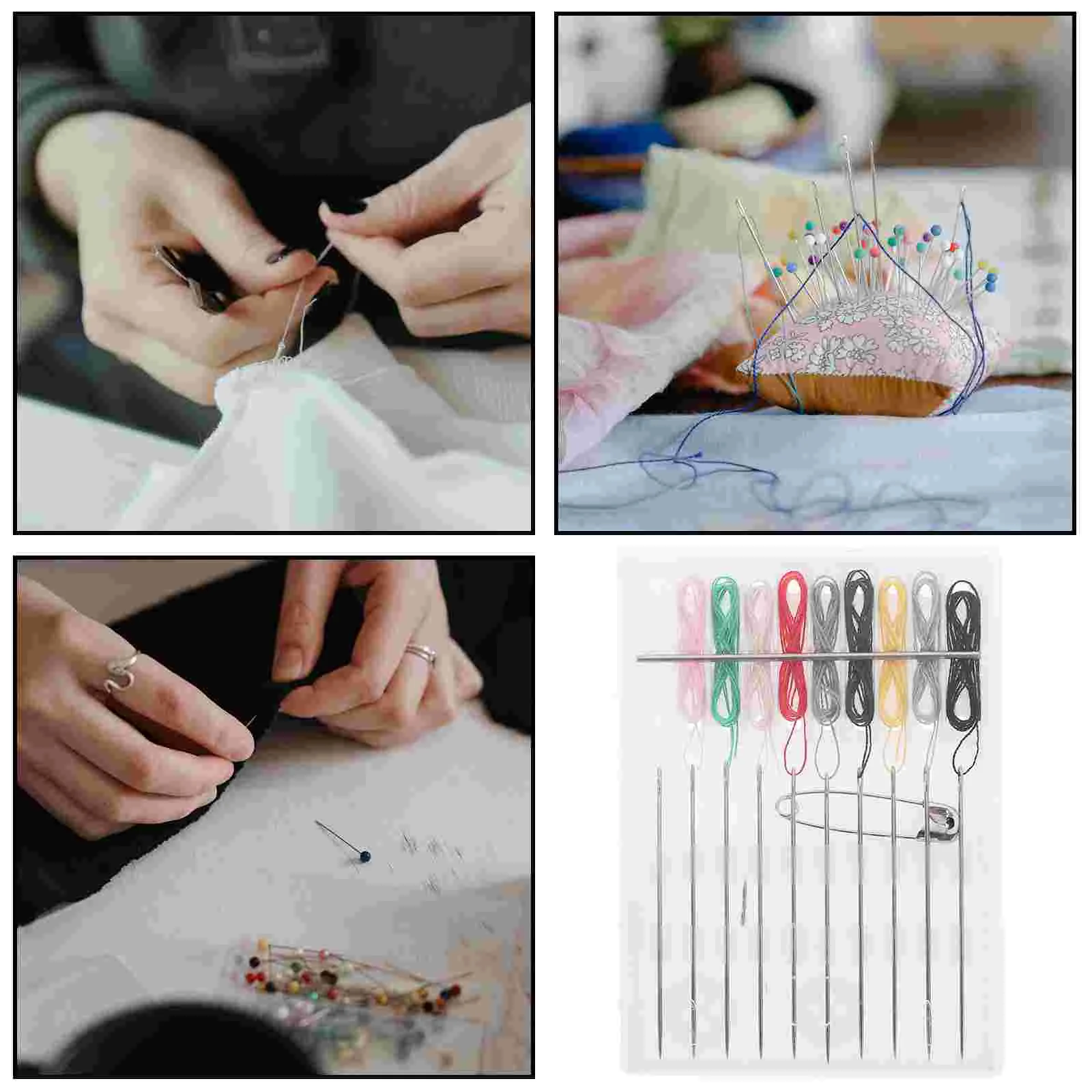 5 Packs Disposable Sewing Kit Sewing Thread Portable Multifunctional Sewing Needle Thread Embroidery Cross Stitch Tools with Sto