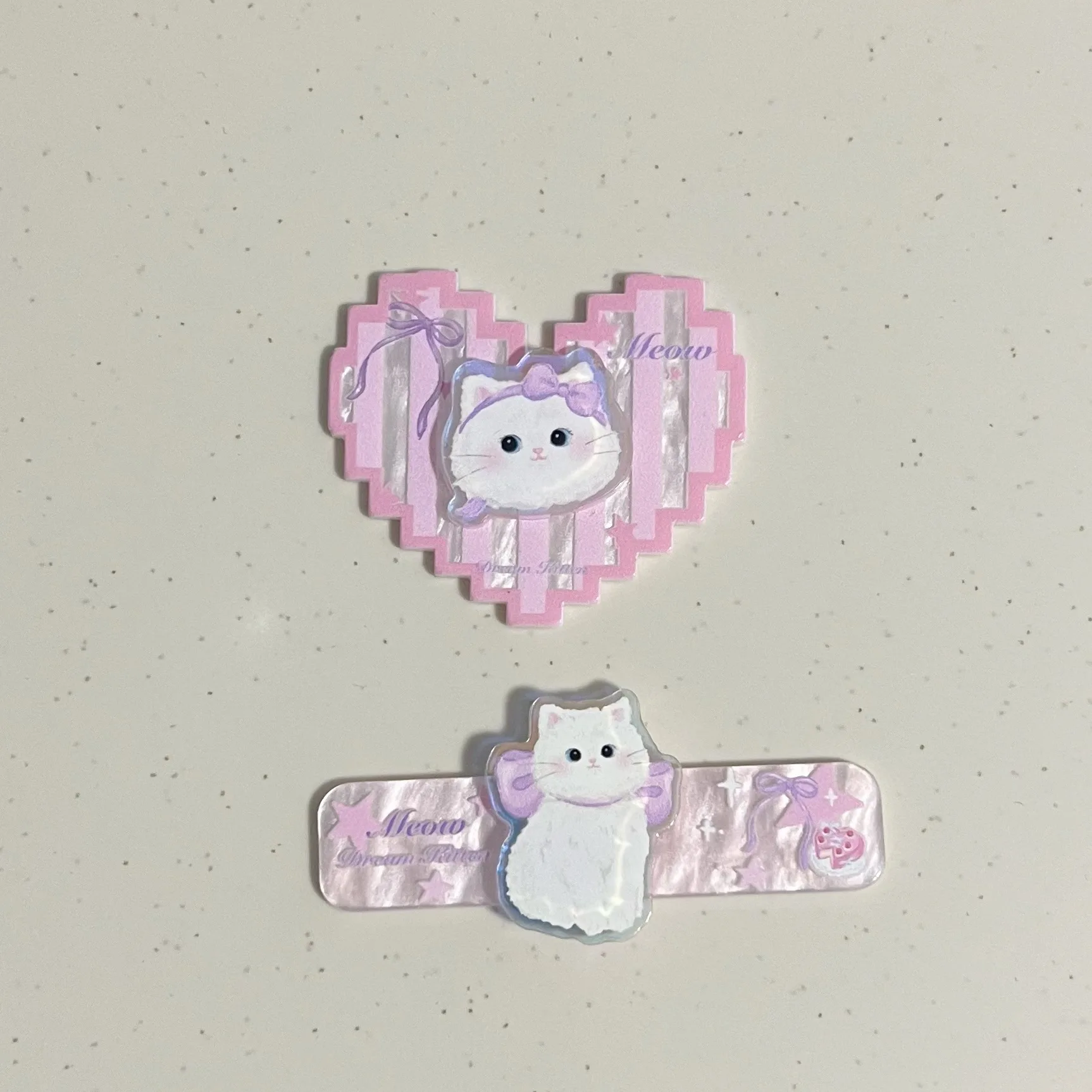 2pcs miniso cute pink cat love series cartoon acrylic flatback cabochons diy crafts materials jewelry making charms