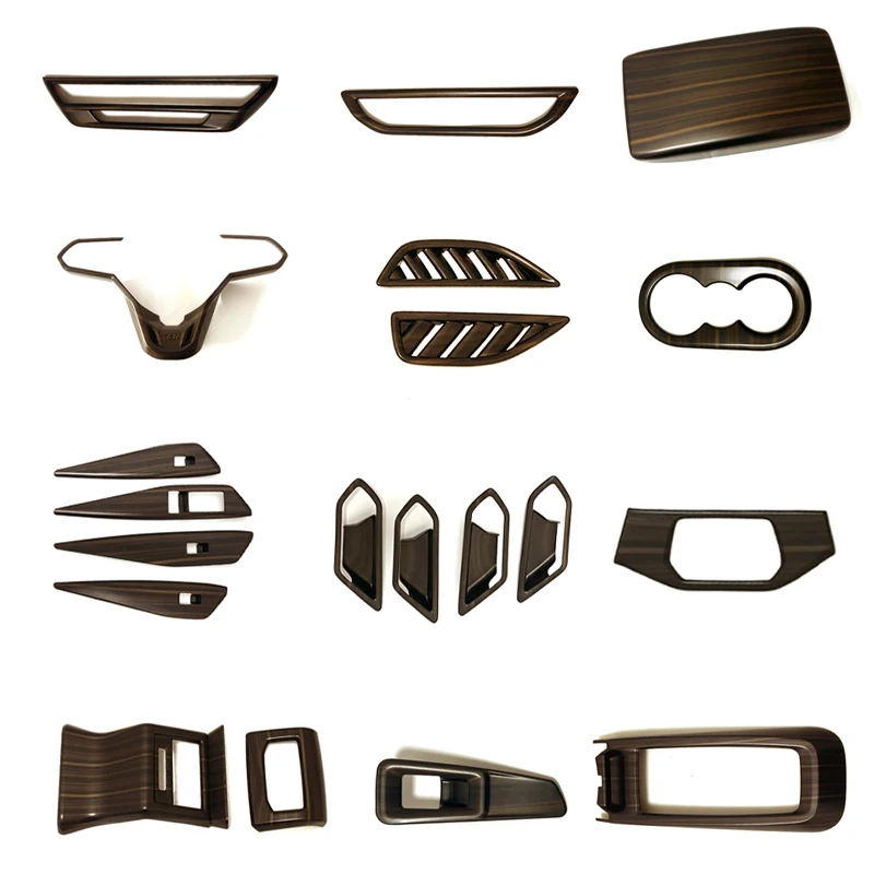 الخوخ الخشب الحبوب سيارة مركز الكسوة والعتاد التحول لوحة مسند الذراع غطاء تعديل التبديل الإطار لشركة فولكس فاجن فولكس فاجن ID.4 ID4 X 2021-2025 #6