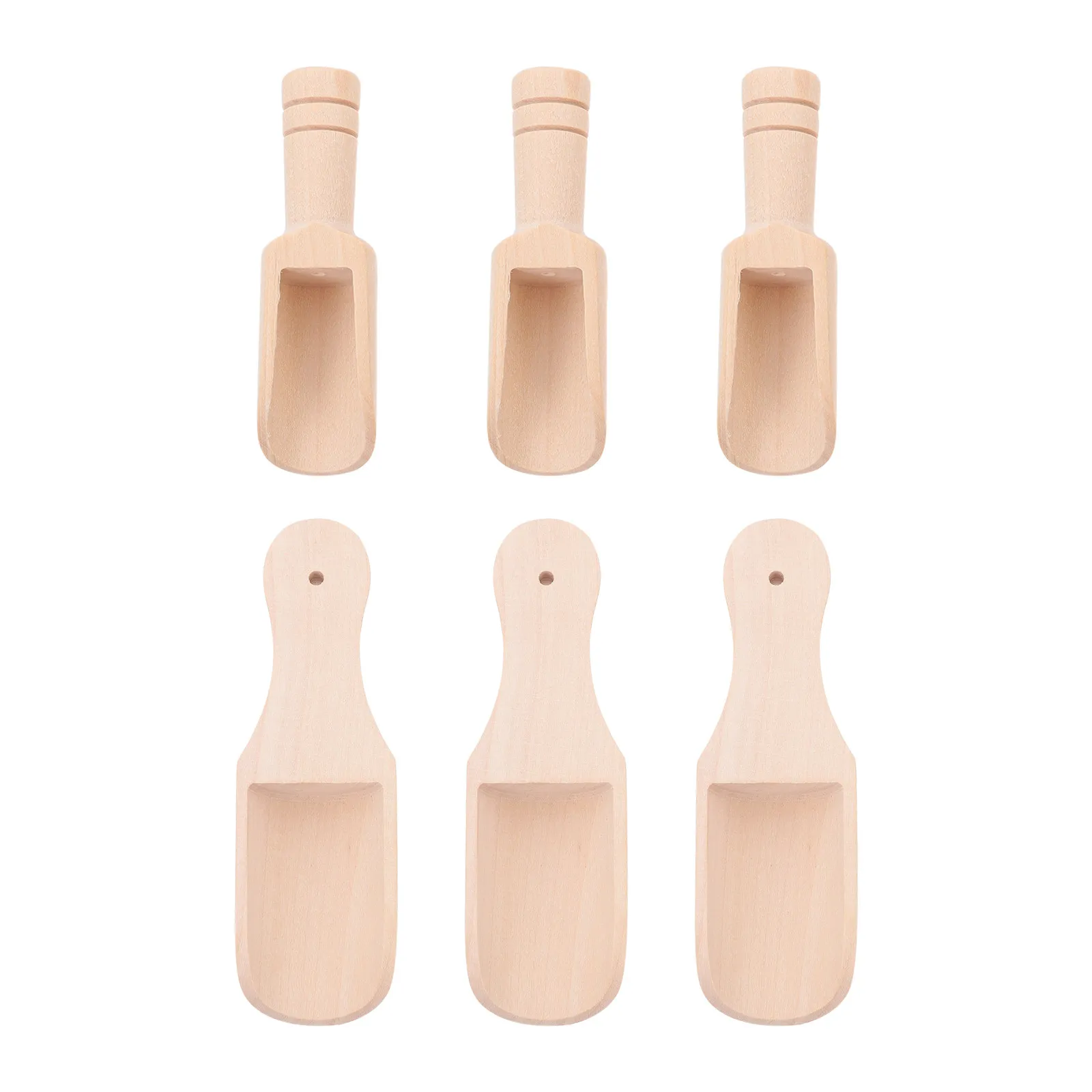 Juego de 6 Cucharas de Madera para Granos de Café, Cuchara de Madera Maciza, Utensilio de Cocina para Harina, Azúcar, Cereales, Sal de Baño, Té, Nueces, Pasas, Dulces