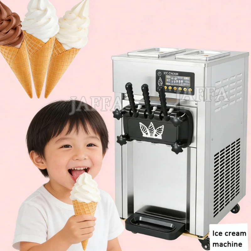 Soft Ice Cream Machines Commercial Tricolor Desktop Sweet Cone Freezing Equipment Vending Machine
