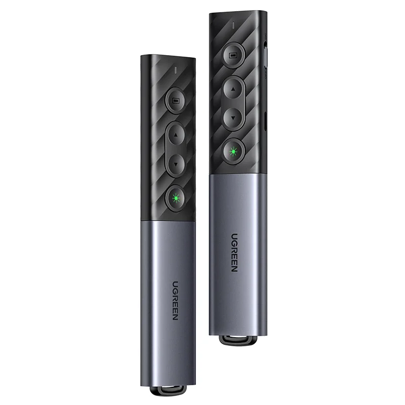 

UGREEN Rechargeable Powerpoint Clicker with Green Laser Pointer Long Range 2in1 USB Type C Wireless Remote Presentations Clicker