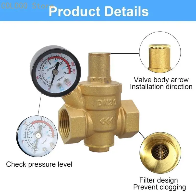 Picture 4: Versatile DN20 Brass Pressure Regulator with Gauges for Home & Industrial Use D0LD