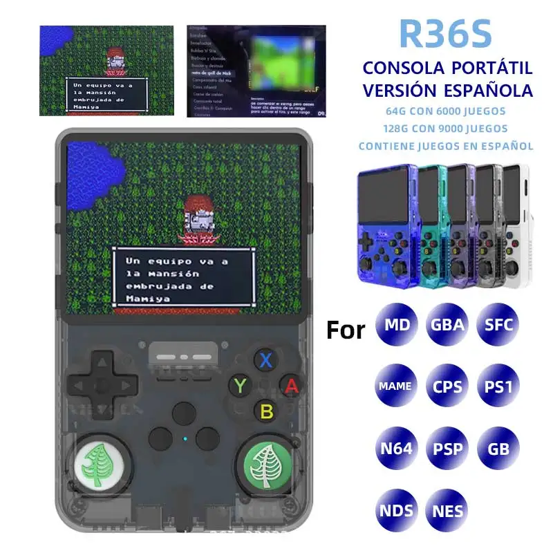 R36S Retro Handheld Arkos Linux System Game Console 3.5 inch Pocket Video Game Player For PS1/N64/GBA Spanish Games Kid Gift