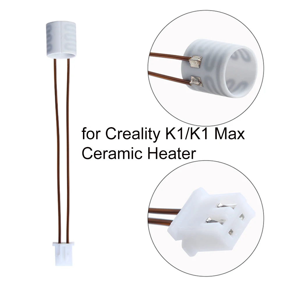 For Creality K1/ K1 Max Thermistor Ceramic Heater Accessories Ceramic Heating Ring Tube 24V 60W High Thermal Conductivity