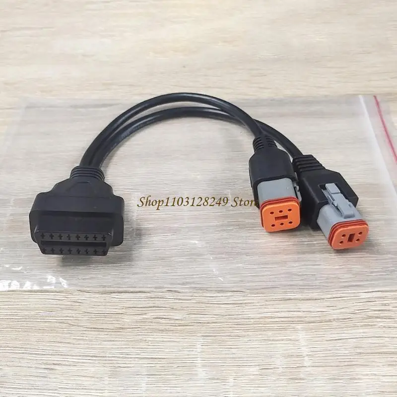 N5KD Motorbike Scan Tool Cable, 2 in 1 OBD Interfaces Data Reading Easy Plugs and Play for 6+4 Pin Connector Professional Use