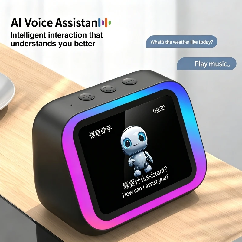 AI Bluetooth Speaker 5.4 AI voice assistant HD Touch Screen Display Electronic Album Alarm Clock Hands-free Calling 4inch Screen