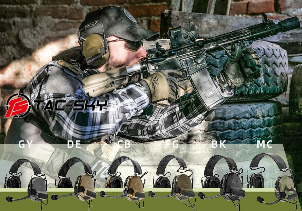 

TS TAC-SKY Тактическая гарнитура COMTAC II Walkie-Talkie Гарнитура Открытый Страйкбол Охота Спорт Тактическая стрельба C2 Гарнитура