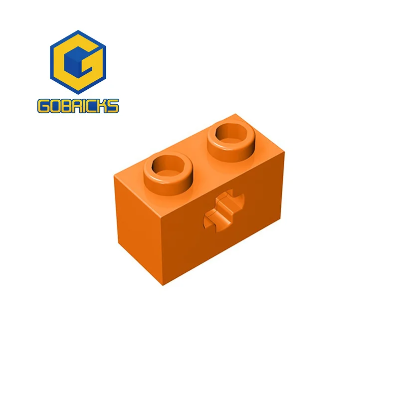 Gobricks10pcs BRICK 1X2 WITH CROSS HOLE compatible with  32064 31493 children's toys Assembles Building Blocks Technical