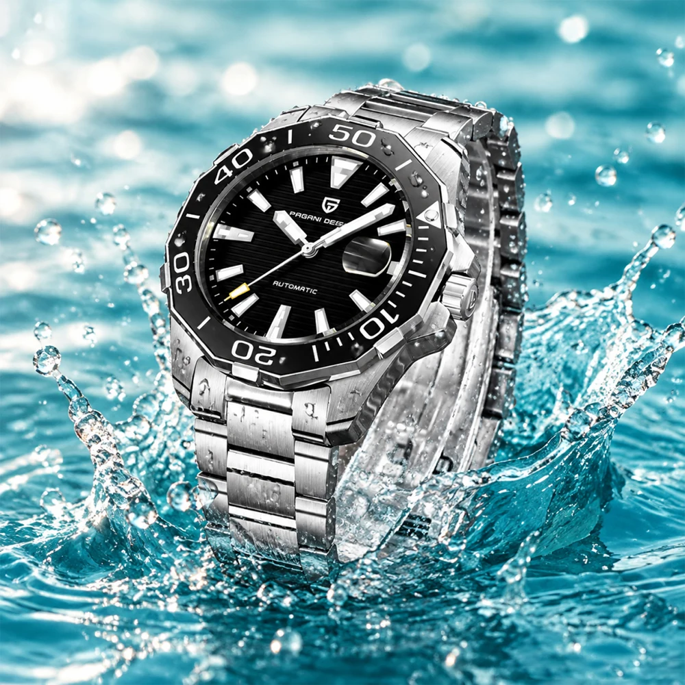Top PAGANI DESIGN Diving Machinery Automatic Men's Watch Stainless Steel Luminous Sapphire Glass Outdoor Sports watches for man