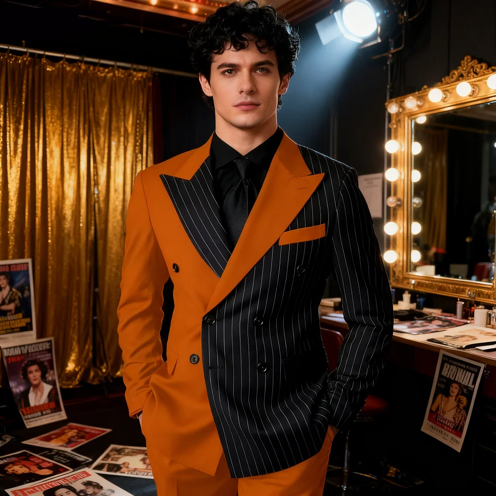 

Men's Slim Fit 2-Piece Tuxedo Set Wedding Groomsmen Smoking Suit with Peak Lapel Double Breasted Blazer And Pants for Dance Prom