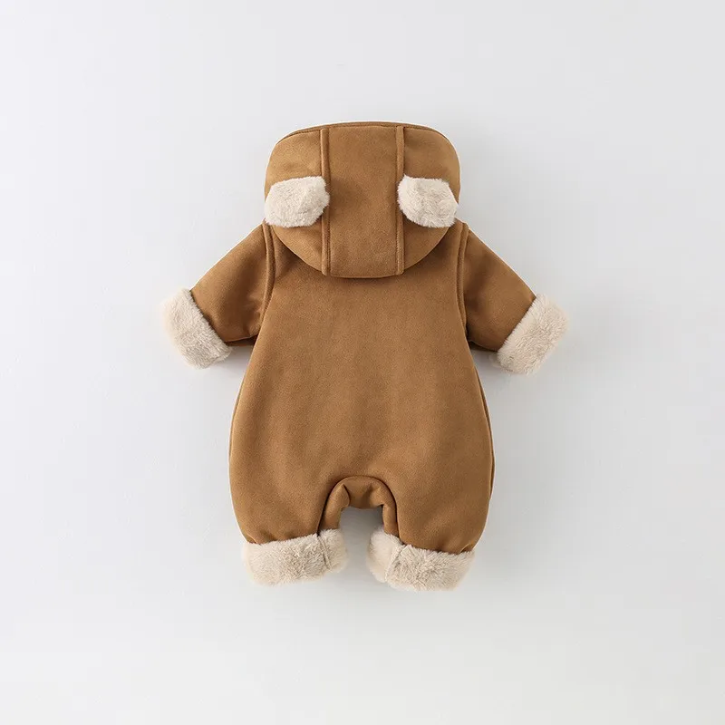 IYEAL طفل لطيف مقنعين بذلة الرضع بنين بنات الشتاء سميكة القطن مبطن بذلة الشتاء الدافئة الصوف سترة قطن #4