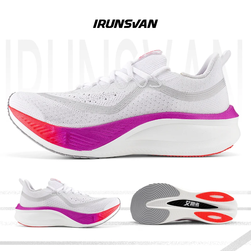 IRUNSVAN Running Shoes Men High Quality Full Palm Carbon Plate 2024 Cushion Professional Training Shoes Lightweight Breathable