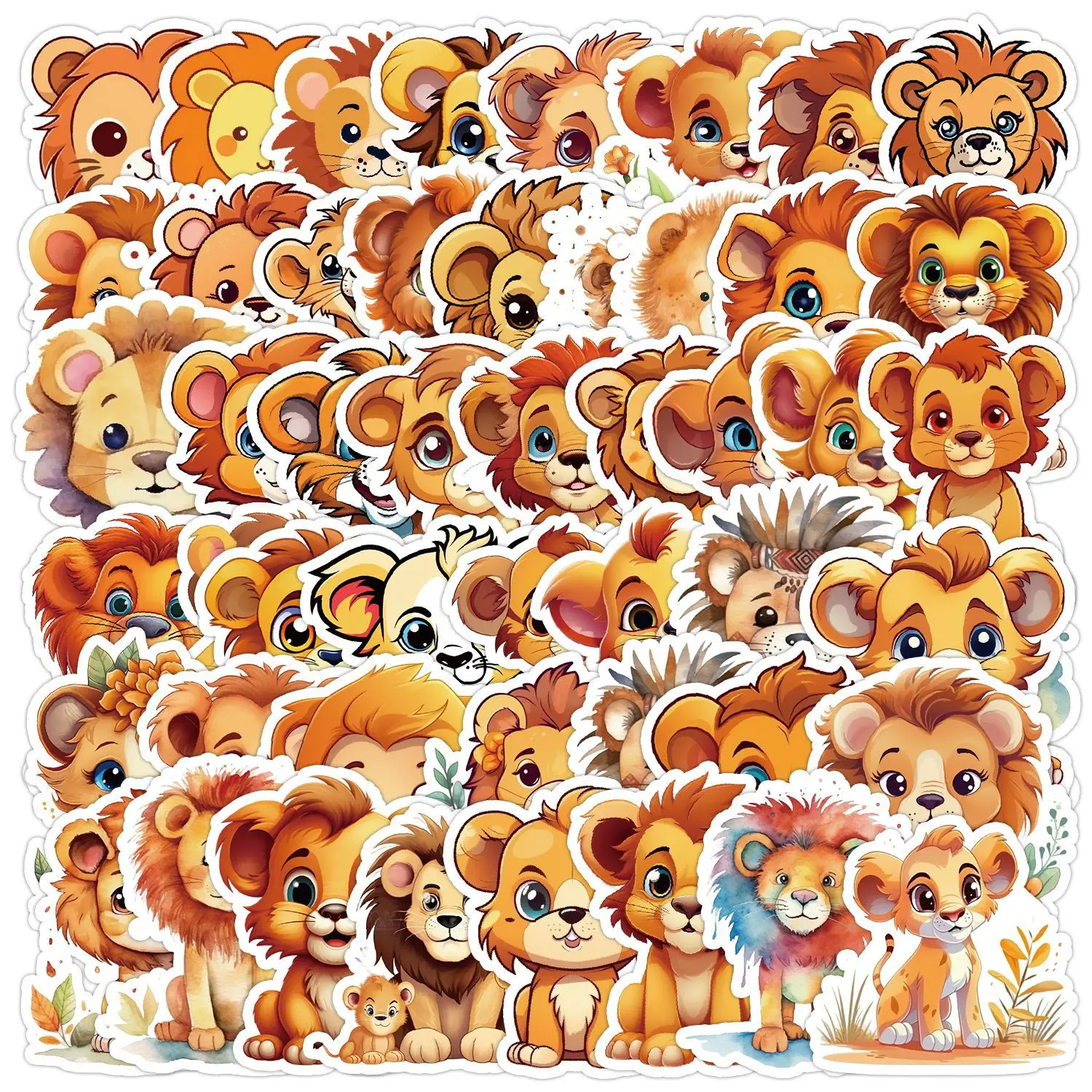 50pcs INS Little Lion Graffiti Luggage Decoration Sticker Waterproof Creative Notebook DIY Sticker