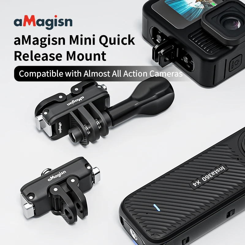 aMagisn Universal Quick Release Set for Gopro Hero 13 12 Insta360 X4 Action Camera, Mini Metal Base Mount for Camera Accessories