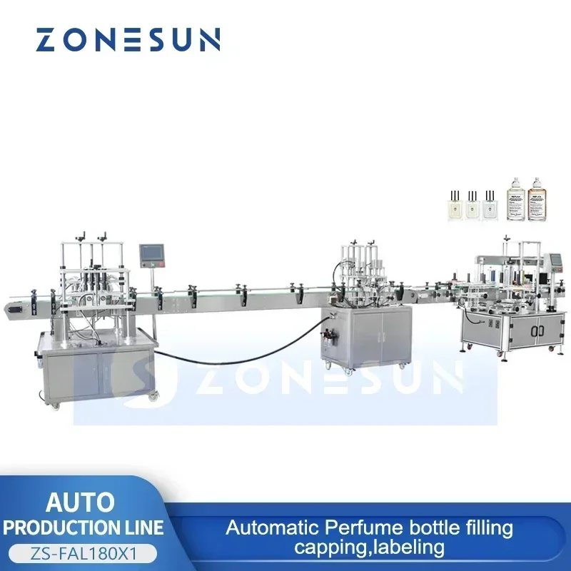 ZONESUN ZS-FAL180X1 Etichettatrice automatica per tappatura e riempimento sottovuoto Linea di produzione Piegatrice per bottiglie di profumo
