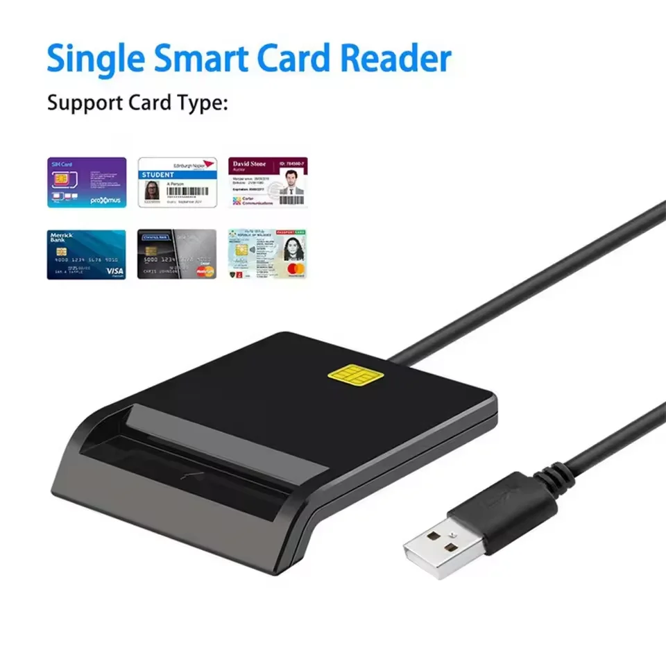 

USB Smart Card Reader for DNIE ATM Bank Card IC/ID EMV CAC SIM Card Cloner Connector Multifunction Card Reader for Windows Linux