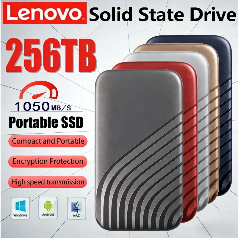 

Высокоскоростной внешний SSD-накопитель Lenovo 2026, портативный твердотельный накопитель USB3.1 Type-C 2 ТБ/4 ТБ/8 ТБ для ноутбуков и ПК